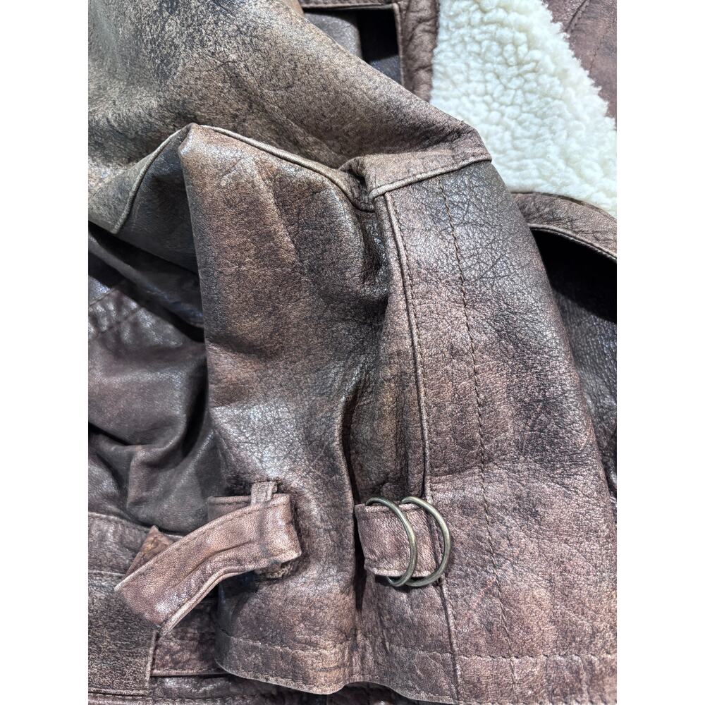 Cosi Puomo - Men's Vintage Leather Aviator Bomber Jacket Size M - Picture 11 of 15
